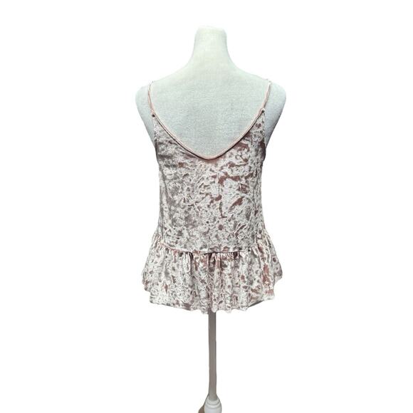 Y2K Crushed Velvet Bubblegum Pink Babydoll Boho Peplum Tank Top Soprano Size XS - Picture 3 of 5
